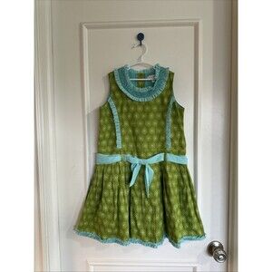 Trish Scully Child Size 8 Green Blue Dress Ruffle